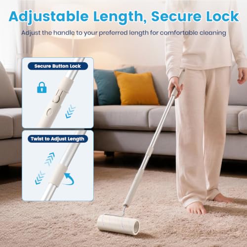 Extra Sticky Long Handle Lint Roller for Pet Hair, Floor - view 7