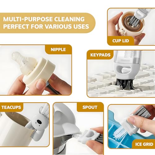 Cup Lid Cleaning Brush, 3 in 1 Cup Cleaner Brush New Multifunctional Lid Cleaner Lid Brush Cleaning Tool Multipurpose Bottle Gap Cleaner Brush Blue - view 6