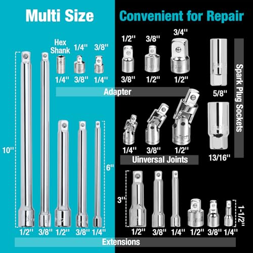 22-Piece Drive Tool Accessory Set with Extension Bars & Adapters - view 2