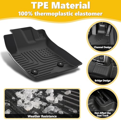 Floor Mats & Cargo Liner for Chevy Malibu 2016-2025 All Weather Automotive TPE Floor Liners Set Anti-Slip Waterproof Chevrolet Malibu Accessories (Car Mats+Trunk Mat) - view 4