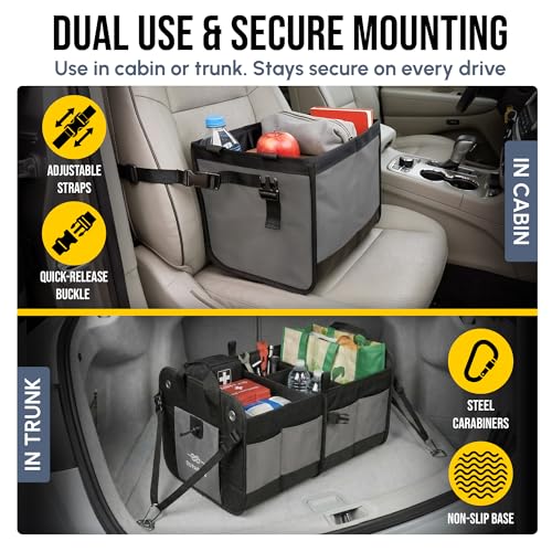 Extra Large Modular Collapsible Car Trunk Organizer System, Gray - view 4