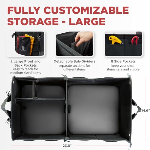 Car Trunk Organizer for SUV & Truck Cargo Storage, Large, Black - view 2