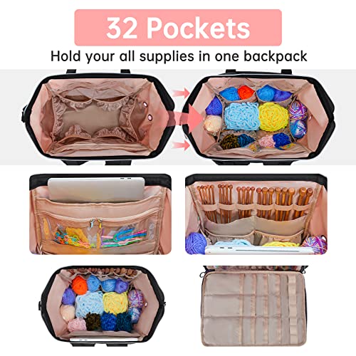 Crochet Bag Backpack for Yarn Storage Tote Travel Large Knitting Bag - view 4