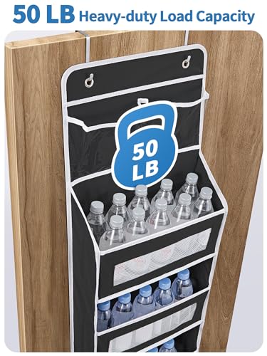 2 Pack 5-Shelf Over Door Organizer, Upgrade Hanging Storage with Clear Window, 50 lbs Load Storage Organizer for Bedroom, Bathroom, Nursery, Baby Kids Toys, Diapers, Pantry, Black - view 6