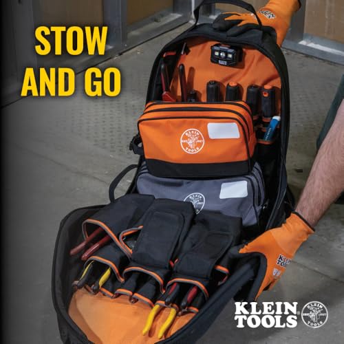 Klein Tools Tool Pouch, Dual Compartments, Heavy-Duty Tool Bag Organizer, Multipurpose Bag - view 5