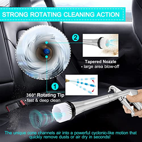 Car Cleaning Gun High Pressure Car Cleaning Tool Air Blow Gun Car Detailing Kit Interior Cleaner Air Duster Blower Gun Pneumatic Air Compressor Auto Detailing Tool for Car Upholstery (Black) - view 4