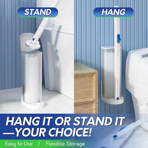 Disposable Toilet Brush Set with 15 Wand Refills, Toilet Bowl Cleaner Wand with Holder, Toilet Cleaning System Starter Wand Kit, Bathroom Cleaning Set - view 5