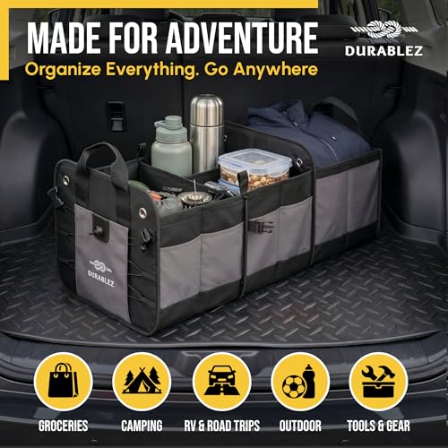 Large Car Trunk Organizer, Modular & Collapsible, Gray - view 3