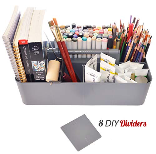 Bulk Large Portable Caddy DIY Dividers, 8 Compartments, School Office,Portable Basket with Handle Storage Organizer Modern Made in USA (10 PACK, Orion Gray) - view 6