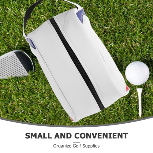 White PU Golf Shoe Bag, Portable Zippered Carrier for Travel and Course - view 7