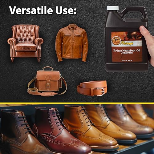 Prime Neatsfoot Oil 32 Fl Oz - Leather Conditioner & Preservative with Synthetic & Natural Animal Oil - Waterproof, Soften, Restore & Strengthen Leathercraft Shoe, Boot, Saddle, Couch, Purse - view 3