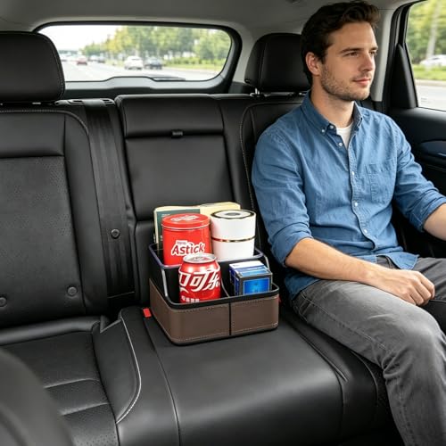 Car Seat Organizer with Compartments,Small Caddy for Car Brown - view 6