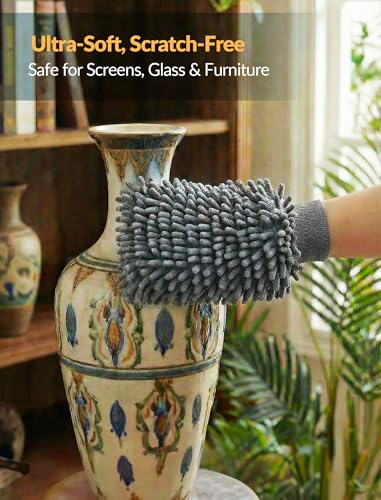 4 Pairs Microfiber Cleaning Gloves, Dusting for Blinds, Reusable - view 3