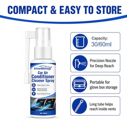 Car Air Conditioning Outlet Cleaner, A/C Vent and Duct Cleaner, Gentle Foam Formula Foaming Spray for Cars, Car Air Freshener Cleaning Supplies for Summer Outdoor, Camping Travel - view 2