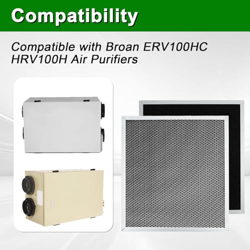 2-Pack Air Exchanger Filter 12-7/8 x 11-3/4 x 3/4 Inches Compatible with Broan ERV100HC HRV100H Ventilation System Replace#: SV03096 - view 5