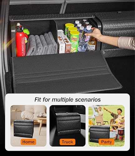 Trunk Organizer for suv,car storage organizer,lid Box,PU Leather & PP Honeycomb Board,Fixed with screws extremely sturdy,Collapsible and Adjustable(Reinforced: 25.6"L×13"W×12.4"H, 60lbs,4K in³) - view 2