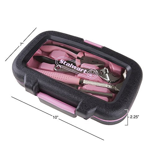 15-Piece Household Hand Tool Set with Carry Case – Tool Kit with Screwdrivers, Pliers, and Wrenches – Great for Home or Car (Pink) - view 3