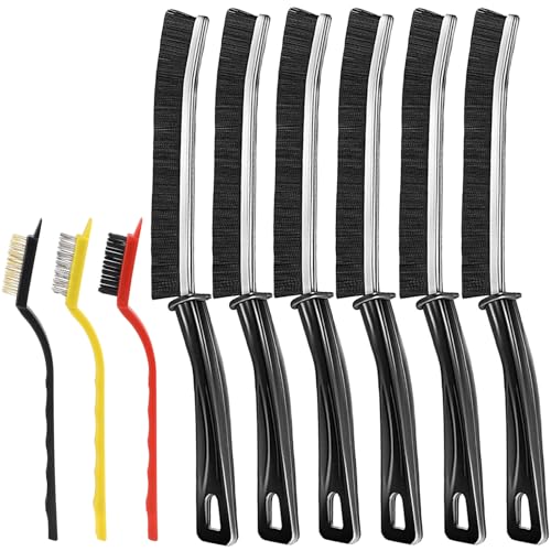 Cleaning Brush, 9 Pcs Hard Bristle Crevice Cleaning Brush Set for Kitchen Bathroom Toilet Grout Bottle Gap Window Tracks, Multifunctional Home Essentials Scrub Cleaning Tools