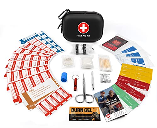 Mini First Aid Kit, 100 Pieces Water-Resistant Hard Shell Small Case - Perfect for Travel, Outdoor, Home, Office, Camping, Hiking, Car (Black) - view 4