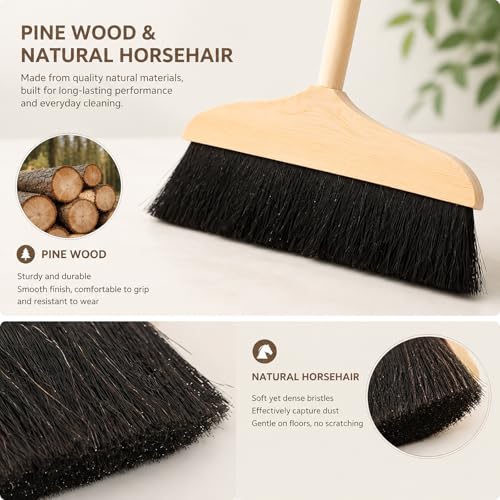 Horsehair Broom with Handle for Hardwood Floors, 35 in Long - view 3