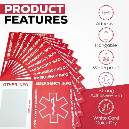 12 Pack Emergency Contact Cards with 10 Card Sleeves - Child ID Card for Car Seat Safety Stickers and Backpack Tags for Kids - Life Alert for Travel,Camping,Medical Fokder,Daycare Essential - view 5