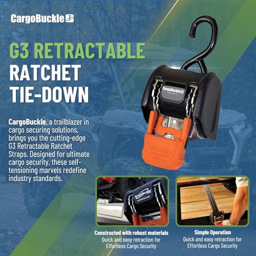 G3 Heavy Duty Retractable Ratchet Straps, 2 in x 6 Ft, 2-Pack - view 6