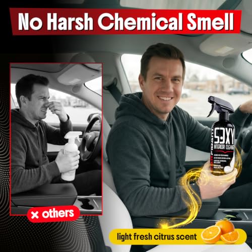 Tesla Interior Cleaner - White Seat & Stain Remover for Model 3, Y, X, S - Safe on Vegan Leather - Removes Dirt, Oils & Light Stains - No Residue - Light Citrus Scent - 16oz Kit - view 7