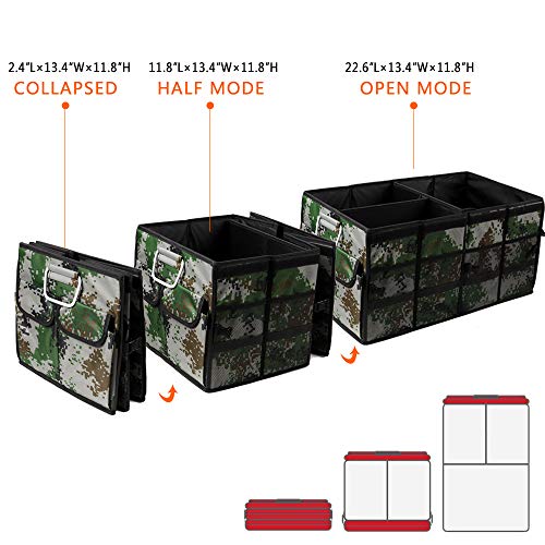 Car Trunk Organizer Collapsible Portable Multi Compartments Organizer with Non Slip Straps for SUV Truck Auto Vehicle Car Auto Minivan (Large covered, Camouflage) - view 2