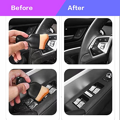Car Interior Detailing Brush,Soft Bristle Cleaning Brush Car Detailing Brush Dusting Brush,Car Interior Cleaning Tool,Auto Detail Brush Car Dash Duster Brush (Black with Cap) - view 7