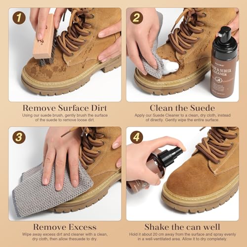 Suede Cleaning Kit, 5-Piece Nubuck Care Kit with Cleaner, Protector, Brush, Eraser for Shoe, Boot, Uggs, Handbag Suede Goods - view 5