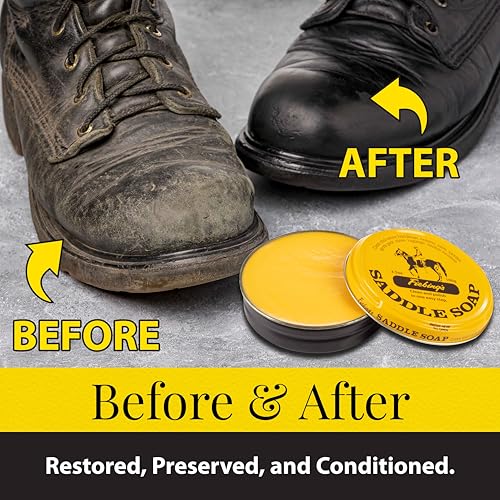 Yellow Saddle Soap for Leather (3.5 oz Tin) - Leather Cleaner & Conditioner to Soften, Protect & Restore Leathercraft - Leather Soap for Car Seat, Couch, Shoe, Purse, Boot, Bag, & Saddles - view 4