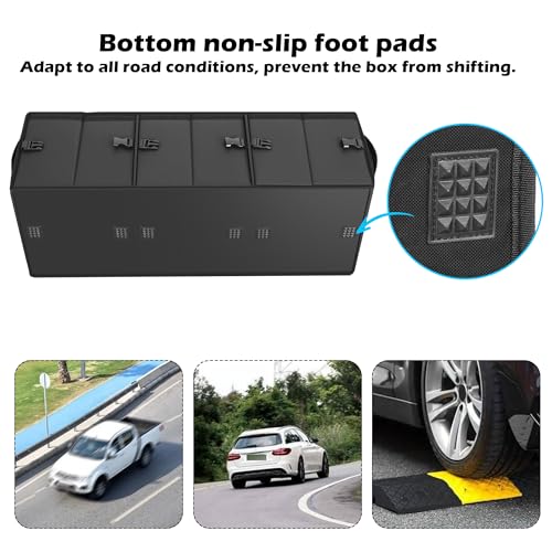 Trunk Organizer Car Organizer Leather Storage Box 3-grid Foldable - view 6