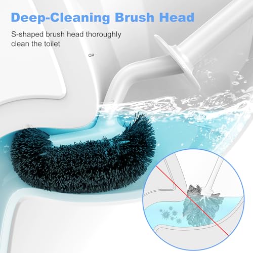 Toilet Bowl Brush Holder Set: Curved Design with Holder for Deep Cleaning Under Rim - Compact Hidden Scrubber for Small Space - Modern RV Bathroom Accessories - White 1 Pack - view 2