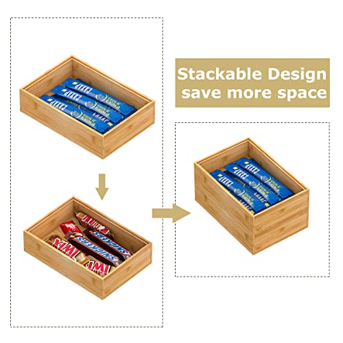 Bamboo Kitchen Drawer Organizer 9"x 6", Wooden Stackable Silverware Tray - view 3