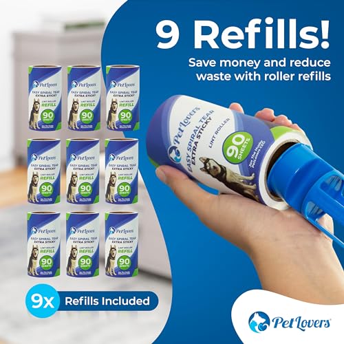 Extra Sticky Lint Rollers and Refills - 990 Sheets, Dog and Cat Lint Remover, 9 Packs of Refills - view 3