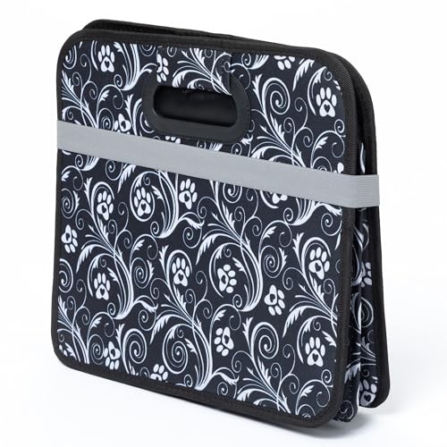 Paws Car Trunk Organizer Foldable Storage Bin with Handles Non Slip Base Pet Gear Travel Tote for SUV Truck (Flourish Paws) - view 5