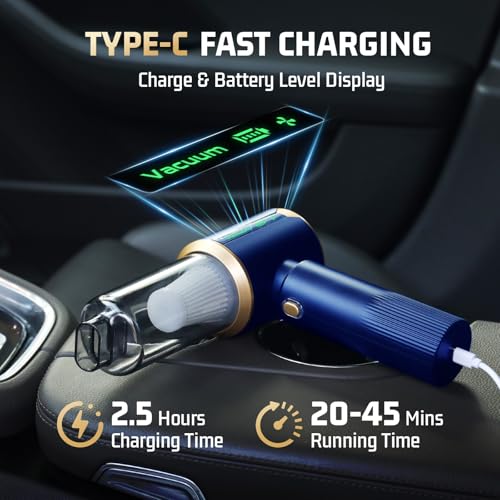 Cordless Handheld Car Vacuum Cleaner: 7-in-1 & 16000Pa Suction - Aqua Blue - view 2