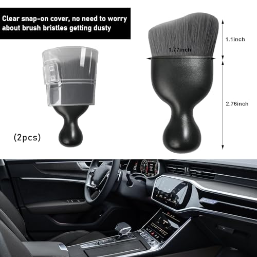 2 PCS Car Detailing Brush, Curved Soft Bristles Auto Removal Dust Collectors, Universal Vehicle Dashboard, Air Conditioner Vents etc Interior Cleaning Tool Accessories (Gray) - view 2