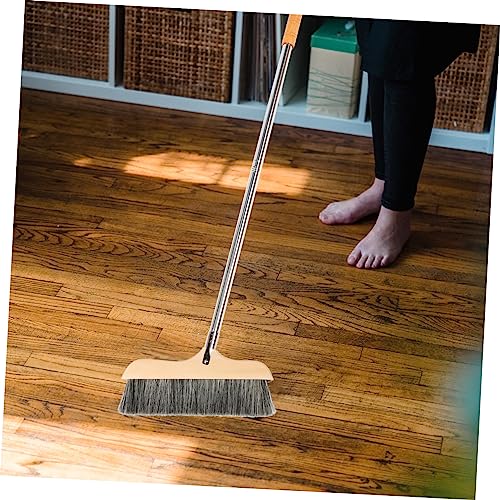 Wooden Broom with Stainless Steel Handle Soft Bristle Cleaning Brush for Hardwood Floors Carpets Indoor Use Lightweight Anti-Static Design for Easy Sweeping - view 5