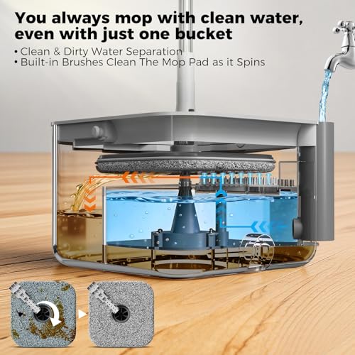 Spin Mop and Bucket Set,Separate Clean & Dirty Water Tank - view 3
