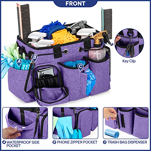 Large Professional Cleaning Caddy with Detachable Divider, Purple - view 4