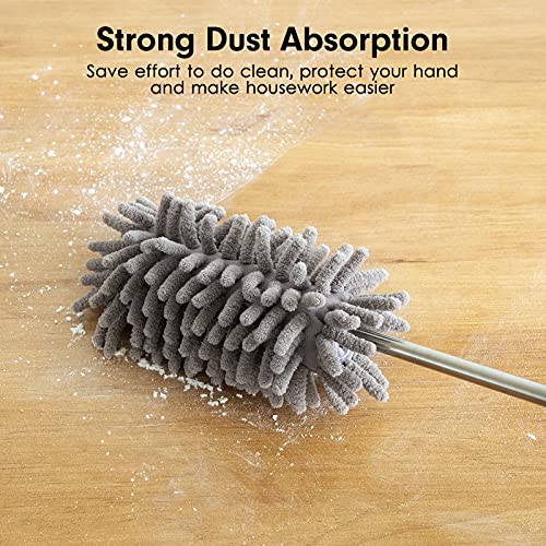 Duster for Cleaning, 10-29" Extension Pole, 2 Washable Heads, Grey - view 3