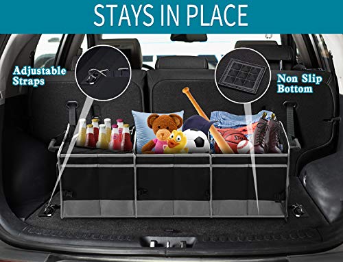 Trunk Organizer with Cooler, Collapsible Trunk Storage Container with Non Slip Bottom Strips, Large Multi-Compartment Waterproof Car Trunk Organizer Groceries for Vehicle Sedan, Suv, Truck,Van(Black) - view 6