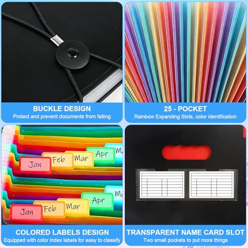 25 Pocket A4 Accordion Expanding File Organizer for Bills, School & Office - view 3