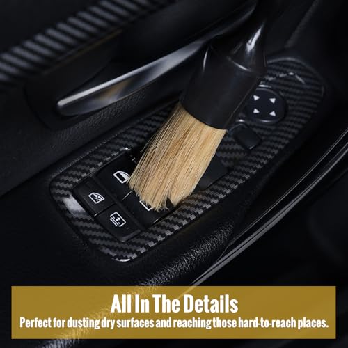 6PCS Car Detailing Brush Set, Ultra Soft Boars Hair Detail Brushes, Automotive Cleaning Brush Kit for Wheels, Air Vent, Leather Seats, Vehicles Auto Exterior Interior Detailing Brushes Tool - view 4