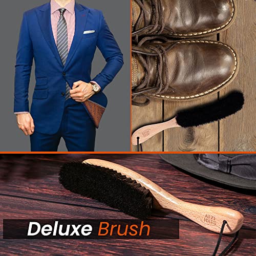 Clothes Brush, Horse Hair Bristle, Cowboy Hat Brush, Suit Lint Brush, Wool, Cashmere, Velvet, Suede, Fabric Brush, Furniture Pet Hair Brush, Long Beech Wood Handle - view 5