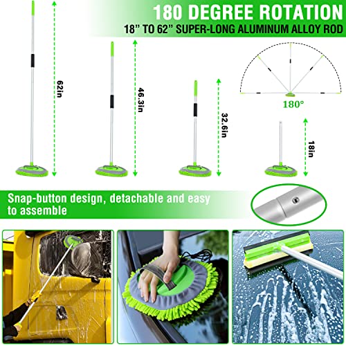 17Pcs Car Wash Kit,62" Car Wash Brush Mop with Long Handle,Car Cleaning Kit,Car Detailing Brush Set,Car Wash Bucket,Car Wheel Brush,Complete Interior Car Cleaning Supplies - view 3