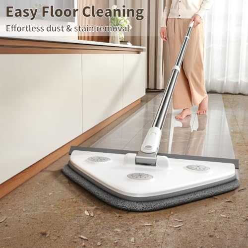 Wall Cleaner Mop with Long Handle, Baseboard Cleaner Tool with Extension Pole & Squeegee, 3-in-1 Ceiling Cleaning Tool Duster with 3 Microfiber and 3 Chenille Pads for Washing Window, Floor, Cabinet - view 3