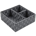 Woven Storage Baskets for Organizing, Small Baskets Cube Bin Container Tote Organizer Divider for Drawer, Closet, Shelf, Dresser, Set of 4(Dark Grey)