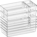 16 Pack Large Clear Plastic Drawer Organizer Bins - 5 Size Acrylic Bathroom and Vanity Organizers and Storage Trays for Makeup Office Home, Kitchen Drawer Organizer for Utensils, Gadgets